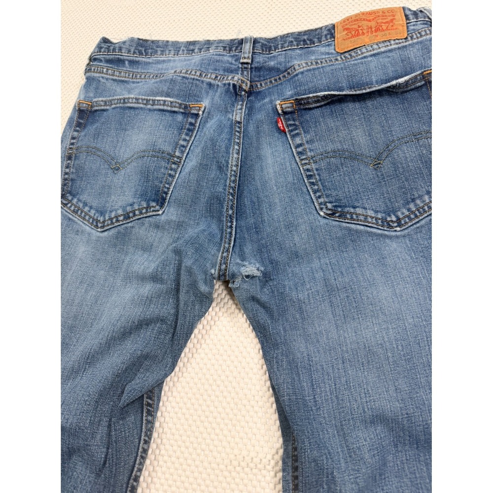 Levi's 527 Low Boot Cut Jeans Light Wash Denim Distressed W36 L32 - Picture 7 of 8